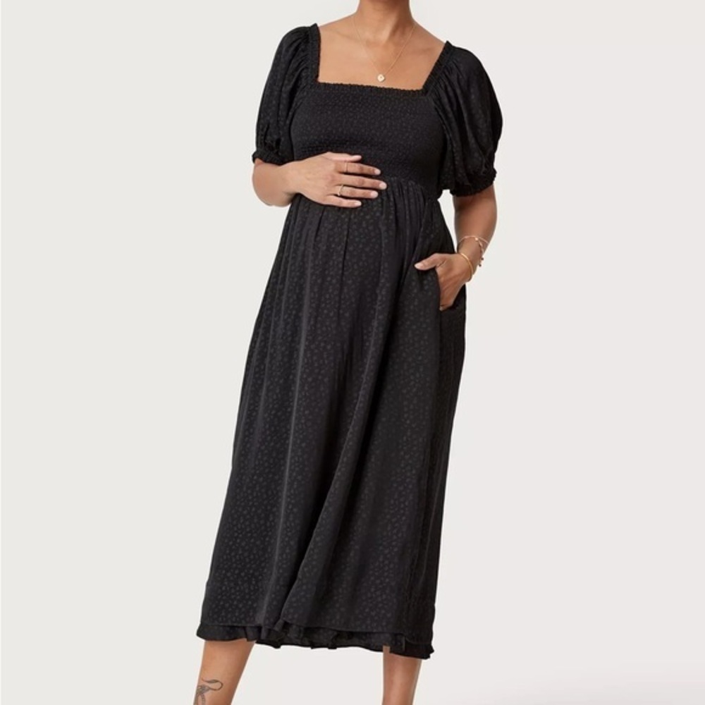 Hatch Black Printed Elia Midi Maternity Dress